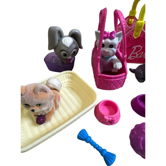 Barbie Replacement Pets Dogs Puppies Cats Rabbit Carriers Bowls Bones Large Lot - Picture 6 of 8